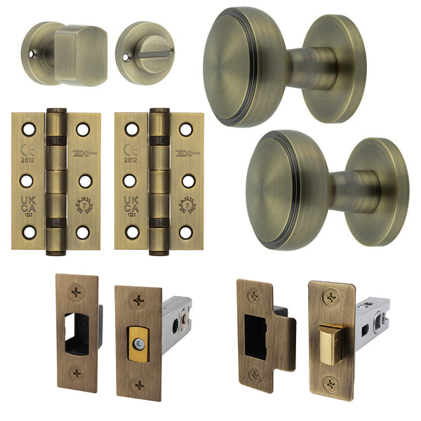 Martil Antique Brass Mortice Door Knob Kit - 76mm Bathroom Deadbolt - tradefit - Featured Image