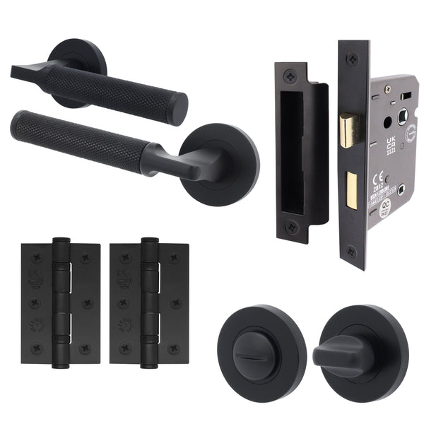 Mode - Grip Black Lever on Rose Door Handle Pack - Bathroom - tradefit - Featured Image
