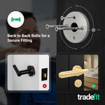 Flores Satin Brass Lever on Rose Door Handle Kit - Medium Duty FD30/60 - 80mm Bathroom Lock - tradefit - 3