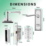 Georgian Rope Edge Scroll Polished Chrome Door Handle Pack - 80mm Bathroom - tradefit - 3