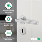 Olbia Polished Chrome Lever on Rose Door Handle Pack - 64mm Sashlock - tradefit - 4