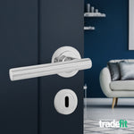 Olbia Polished Chrome Lever on Rose Door Handle Pack - 64mm Sashlock - tradefit - 6
