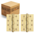 Door Hinges Grade 7 Stainless Steel Washered - 101.6x76.2x2.0mm - PVD Brass - Case of 40 Pairs