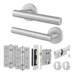 Vigo Lever on Rose Stainless Steel Door Handle Kit - Medium Duty - 80mm Euro Sashlock and Thumbturn Cylinder - Keyed to Differ - tradefit - 1