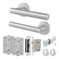 Vigo Lever on Rose Stainless Steel Door Handle Kit - Medium Duty - 80mm Euro Sashlock and Thumbturn Cylinder - Master Keyed