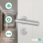 Vigo Lever on Rose Stainless Steel Door Handle Kit - Medium Duty - 80mm Euro Sashlock and Double Cylinder - Keyed Alike - tradefit - 4