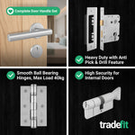Vigo Lever on Rose Stainless Steel Door Handle Kit - Medium Duty - 80mm Euro Sashlock and Thumbturn Cylinder - Keyed Alike - tradefit - 5