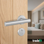 Vigo Lever on Rose Stainless Steel Door Handle Kit - Medium Duty - 80mm Euro Sashlock and Double Cylinder - Master Keyed - tradefit - 6