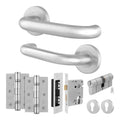 Return to Door Lever on Rose Stainless Steel Door Handle Kit - Medium Duty - 80mm Euro Lock and Double Cylinder - Keyed to Differ