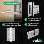 Return to Door Lever on Rose Stainless Steel Door Handle Kit - Medium Duty - 80mm Euro Lock and Double Cylinder - Keyed to Differ - tradefit - 5