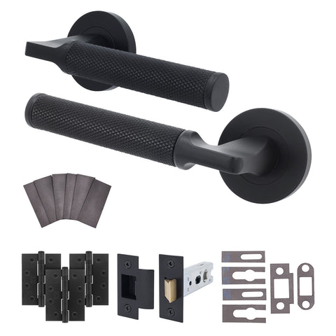 Mode - Grip Black Lever on Rose Fire Door Handle Pack - Latch - FD30/60 - tradefit