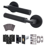 Mode - Grip Black Lever on Rose Fire Door Handle Pack - Latch - FD30/60 - tradefit - 1