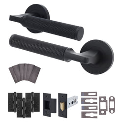 Mode - Grip Black Lever on Rose Fire Door Handle Pack - Latch - FD30/60 - tradefit