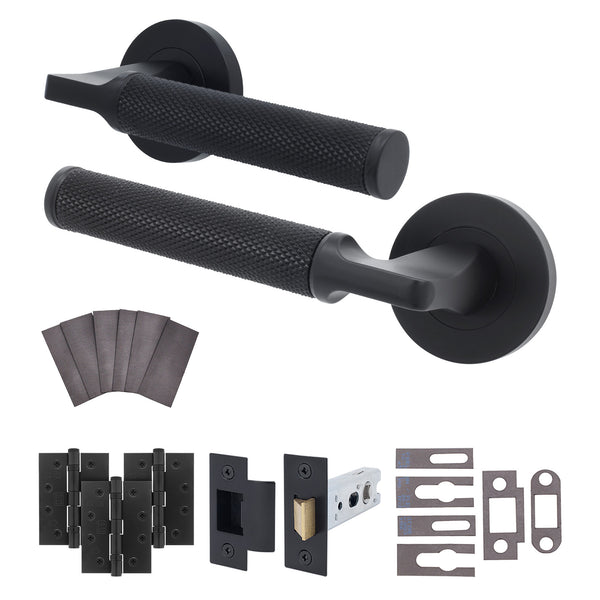 Mode - Grip Black Lever on Rose Fire Door Handle Pack - Latch - FD30/60 - tradefit - Featured Image