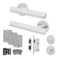 Moreno Polished Chrome Lever on Rose Door Handle Kit - Heavy Duty FD30/60 - DIN Bathroom Lock