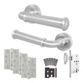 Claro Satin Nickel Lever on Rose Door Handle Kit - Heavy Duty FD30/60 - DIN Latch