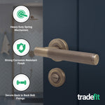 Aurora Antique Brass Lever on Rose Door Handle Kit - 64mm Bathroom Lock - tradefit - 2