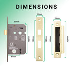 Mortice Fire Rated Sashlock - 80mm Case Size - 57mm Backset - Electro Brass - tradefit - 5