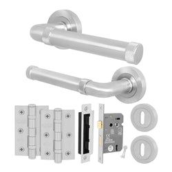 Santana Satin Nickel Lever on Rose Door Handle Kit - Sashlock - tradefit