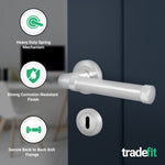 Santana Satin Nickel Lever on Rose Door Handle Kit - Sashlock - tradefit - 2