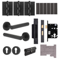 Moreno Matt Black Lever on Rose Door Handle Kit - Medium Duty FD30/60 - 80mm Euro Sashlock and Double Cylinder - Keyed Alike