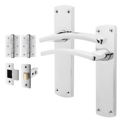 Euroda - Plus Polished Chrome Door Handle Pack - Latch - tradefit