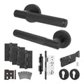 Dumont Matt Black Lever on Rose Door Handle Kit - Heavy Duty FD30/60 - DIN Euro Sashlock and Thumbturn Cylinder - Keyed to Differ