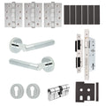 Aurora Polished Chrome Lever on Rose Door Handle Kit - Heavy Duty FD30/60 - DIN Euro Sashlock and Double Cylinder - Keyed to Differ