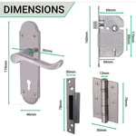 Victorian Rectory Satin Chrome Lever Door Handle Pack - BS3621 5 Lever Lock - tradefit - 4