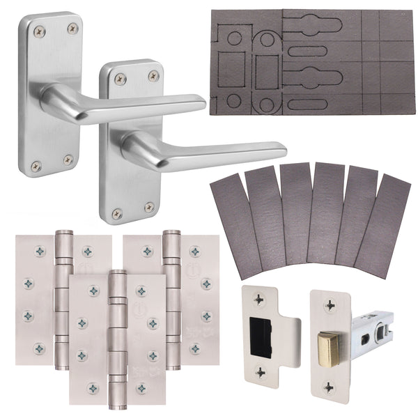 Contractor Satin Aluminium Door Handle Fire Door Pack - Latch - FD30/60 - tradefit - Featured Image