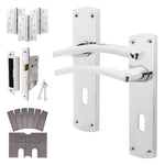 Euroda - Plus Polished Chrome Fire Door Handle Pack - Sash Lock - FD30/60 - tradefit - 1