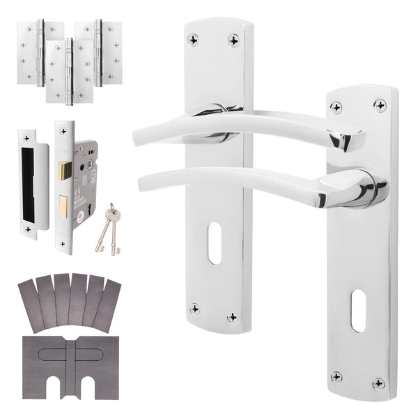Euroda - Plus Polished Chrome Fire Door Handle Pack - Sash Lock - FD30/60 - tradefit - Featured Image