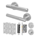 Aurora Satin Nickel Lever on Rose Door Handle Kit - 64mm Bathroom Lock