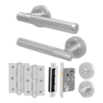 Aurora Satin Nickel Lever on Rose Door Handle Kit - 64mm Bathroom Lock - 1