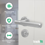 Aurora Satin Nickel Lever on Rose Door Handle Kit - 64mm Bathroom Lock - tradefit - 2