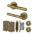 Olbia Antique Brass Lever on Rose Door Handle Pack - 64mm Sashlock