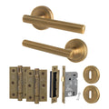 Olbia Antique Brass Lever on Rose Door Handle Pack - 64mm Sashlock