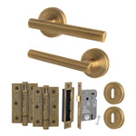 Olbia Antique Brass Lever on Rose Door Handle Pack - 64mm Sashlock - tradefit - 1