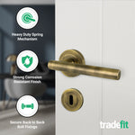 Olbia Antique Brass Lever on Rose Door Handle Pack - 80mm Sashlock - 4
