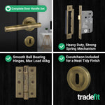 Olbia Antique Brass Lever on Rose Door Handle Pack - 80mm Sashlock - 9