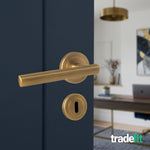 Olbia Antique Brass Lever on Rose Door Handle Pack - 64mm Sashlock - tradefit - 6