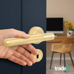 Aurora Satin Brass Lever on Rose Door Handle Kit - Sashlock - tradefit - 6