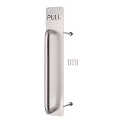 Architectural Pull Handle On Plate - Engraved Pull - 475 x 75mm - Satin Aluminium - tradefit