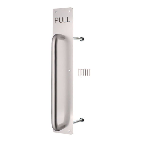 Architectural Pull Handle On Plate - Engraved Pull - 475 x 75mm - Satin Aluminium - tradefit - Featured Image