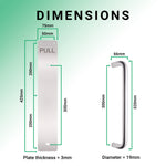Architectural Pull Handle On Plate - Engraved Pull - 475 x 75mm - Satin Aluminium - tradefit - 4