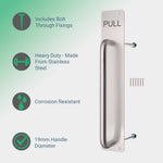 Architectural Pull Handle On Plate - Engraved Pull - 475 x 75mm - Satin Aluminium - tradefit - 2