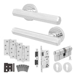 Moreno Polished Chrome Lever on Rose Door Handle Kit - Heavy Duty FD30/60 - DIN Euro Sashlock and Double Cylinder - Keyed Alike - tradefit - 1