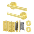 Olbia Satin Brass Door Handle Sashlock Kit - Lever on Rose 64mm Sashlock