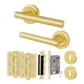 Olbia Satin Brass Lever on Rose Door Handle Pack - 64mm Sashlock