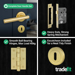 Olbia Satin Brass Lever on Rose Door Handle Pack - 80mm Sashlock - 9